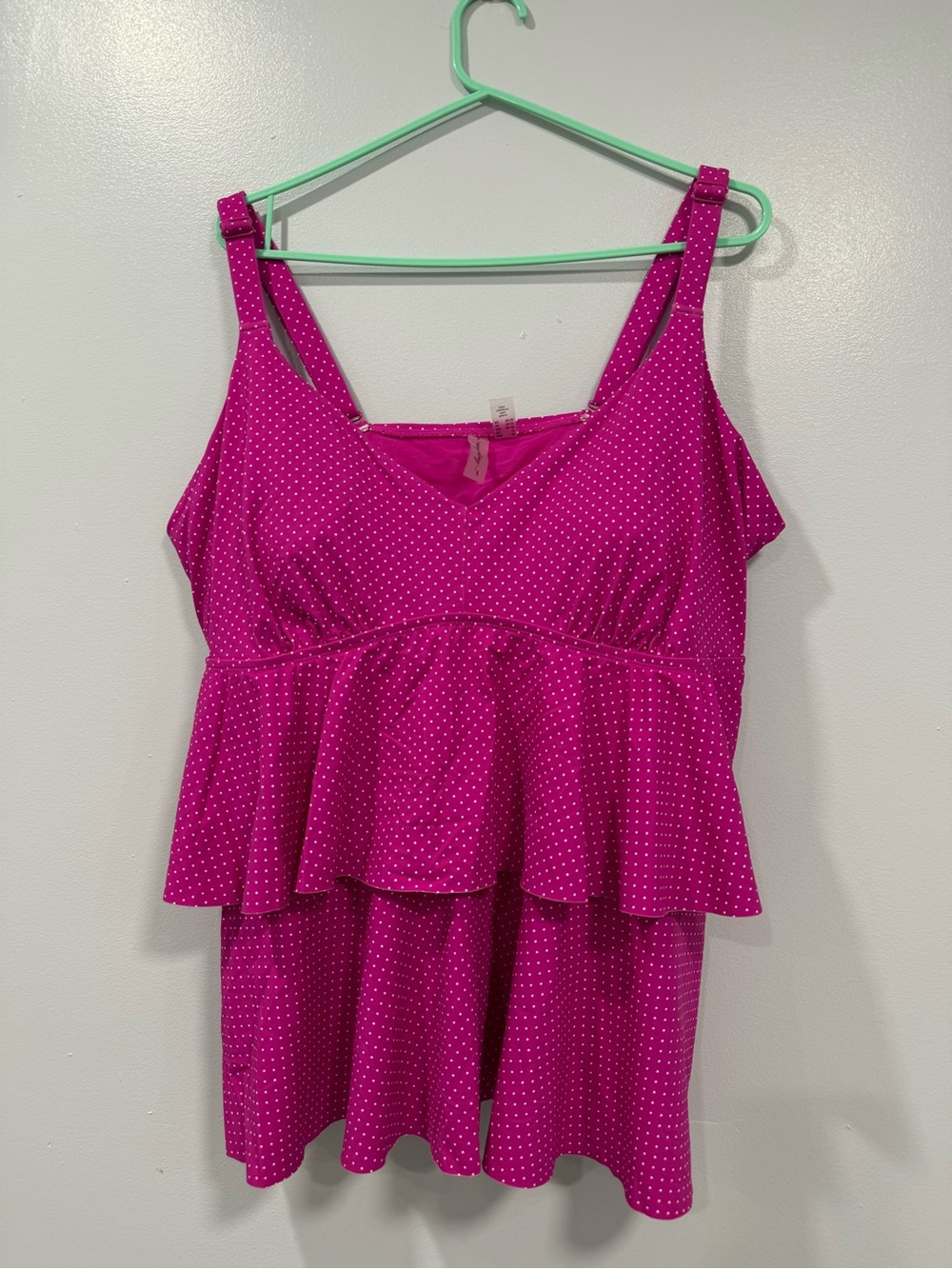 Magenta Polka Dot Peplum Tank